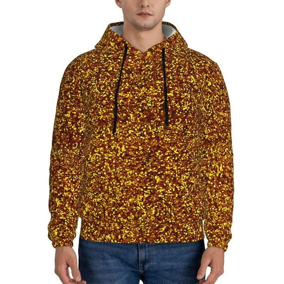 Wukai Golden Glitter Print Men Hoodies Fleece Sweatshirts Long Sleeve Sweaters Pullover Fall Outfits Winter Clothes-3X-Large