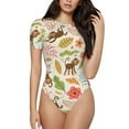 thumbnail image 1 of Naloa Monkeys in the Jungle Women's Short-Sleeved Onesie, One-Piece Swimsuit for Parties, dates, clubs - Large, 1 of 9