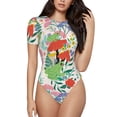 thumbnail image 1 of Naloa Mushroom and Frogs Women's Short-Sleeved Onesie, One-Piece Swimsuit for Parties, dates, clubs - Large, 1 of 9