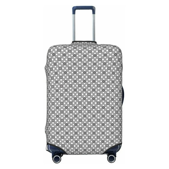 Wukai Gray Plaid Elastic Luggage Cover: Personalized Protection for Your Suitcase - Fits 19~29-inch, Washable & Durable Travel Companion-Large