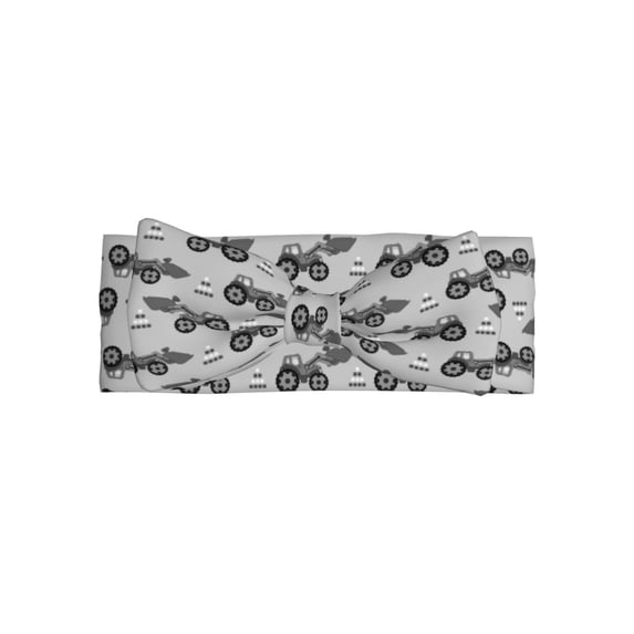 Wukai Gray Tractor Print Baby Bow Headband for Newborn Infant Baby Toddler Girls