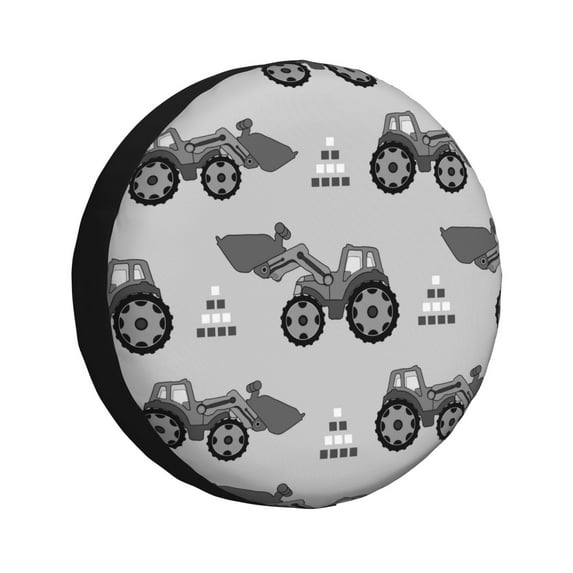Wukai Gray Tractor Print Spare Tire Cover for RV Trailer,Waterproof PVC Faux Leather Wheel Cover Fit for Truck,Trailer,RV,SUV,Camper and Most Vehicle-15 inch