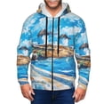 thumbnail image 1 of Wukai Greek Island Windmills Painting Print Men's Zip-Up Hoodie,Fleece Full-Zip Hoodie for Men, Hooded Sweatshirt-Large, 1 of 5