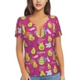 thumbnail image 1 of Wukai Green Avocado Casual V-Neck Graphic Tees for Women: Lightweight and Breathable Summer Tops with Stylish Design-Medium, 1 of 8
