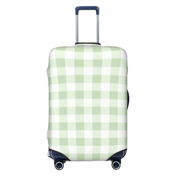 Wukai Green Checkboard Elastic Luggage Cover: Personalized Protection for Your Suitcase - Fits 19~29-inch, Washable & Durable Travel Companion-Large