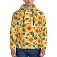 thumbnail image 1 of Wukai Green Leaf Sunflower Print Men Hoodies Fleece Sweatshirts Long Sleeve Sweaters Pullover Fall Outfits Winter Clothes-Large, 1 of 7