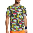 thumbnail image 1 of Wukai Green Mushroom Print Men's Short-Sleeved Mesh T-Shirt,Quick-Dry Short Sleeve Workout T-Shirt-X-Large, 1 of 8