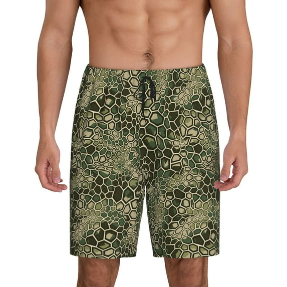 Wukai Green Snake Skin Men’s Short Pajama Pants With Pockets Soft Sleep Pj Shorts for Men-3X-Large