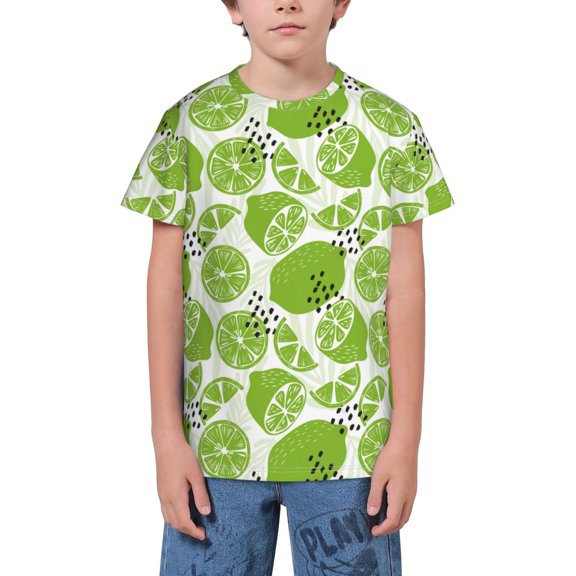 Wukai Green Various Lemons Youth Unisex Short Sleeve T-Shirt for Boys, Girls, Teens, and Kids-X-Small