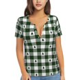 thumbnail image 1 of Wukai Green White Christmas Tree Lumberjack Plaid Casual V-Neck Graphic Tees for Women: Lightweight and Breathable Summer Tops with Stylish Design-XX-Large, 1 of 8