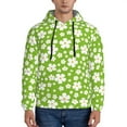 thumbnail image 1 of Wukai Green White Flowers Print Men Hoodies Fleece Sweatshirts Long Sleeve Sweaters Pullover Fall Outfits Winter Clothes-Small, 1 of 7