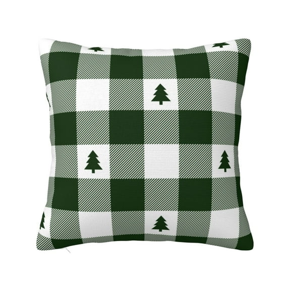 Wukai Green White Lumberjack Plaid Premium Polyester Fleece Pillow Covers with Hidden Zipper Closure,Luxuriously Soft and Durable-26"x26"