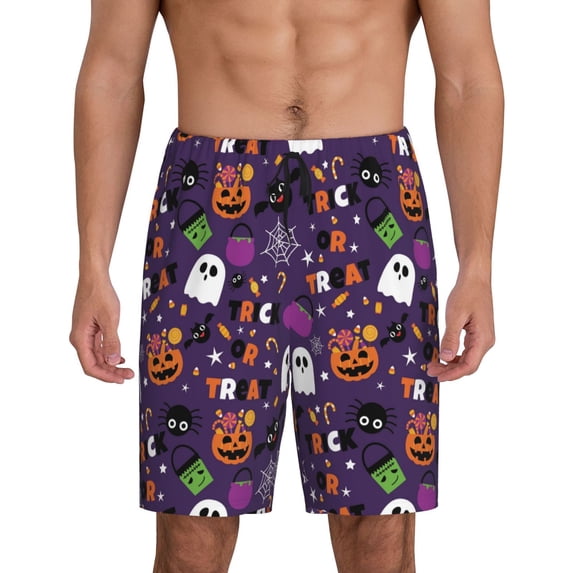Wukai Halloween Sweet Candy Men’s Short Pajama Pants With Pockets Soft Sleep Pj Shorts for Men-XX-Large