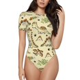 thumbnail image 1 of Naloa Cartoon Dinosaurs Women's Short-Sleeved Onesie, One-Piece Swimsuit for Parties, dates, clubs - Small, 1 of 9