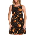 thumbnail image 1 of Wukai Halloween With Pumpkins Print Women's Sleeveless Dress, Loose Fit Casual Dress for Women, Comfortable Sleeveless Summer Dress, 1 of 7