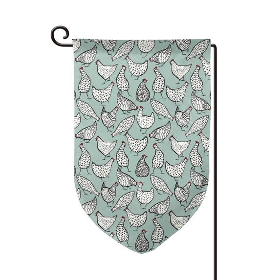 Wukai Hand Drawn Chickens Print Garden Flag 12.5x18 Inch Double Sided Sun-resistant Rain-resistant, Wrinkle-resistant Colorfast(Only Flag)