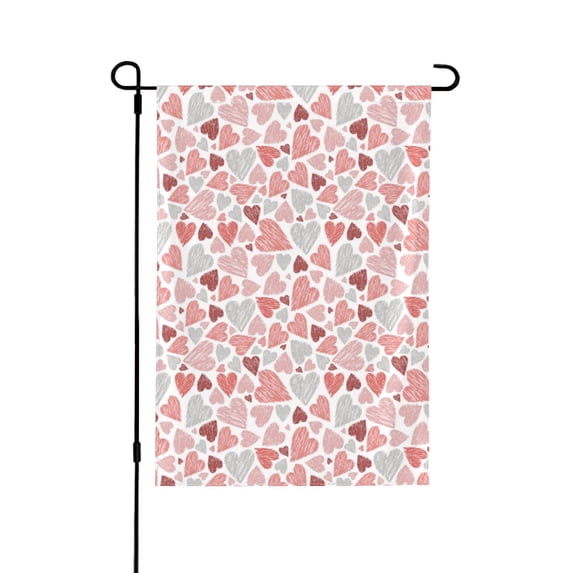 Wukai Hand Drawn Hearts Garden Flags Double Sided Welcome Garden Yard House Flags Outside Outdoor House (Only Flag)