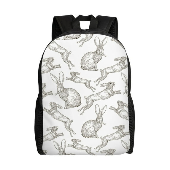 Wukai Hand Drawn Rabbit Travel Laptop Backpack - Waterproof, Anti-Theft, Slim and Sturdy College & Business Backpack