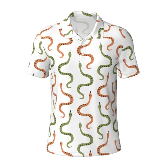 Wukai Hand Drawn Snake Men’s Polo Shirts,Quick-Dry Athletic Shirt,Classic Fit Shirts-3X-Large