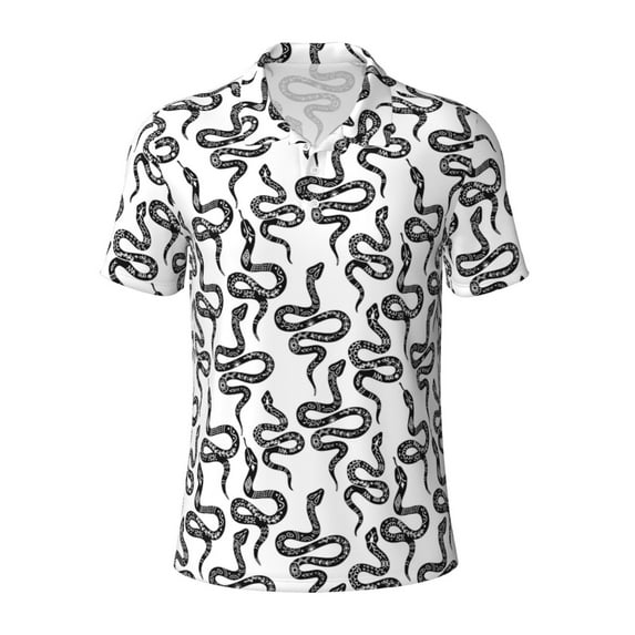 Wukai Hand Drawn Snake Men’s Polo Shirts,Quick-Dry Athletic Shirt,Classic Fit Shirts-4X-Large