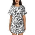 thumbnail image 1 of Wukai Hand Drawn Snake Women's Pajama Set,Short-Sleeve Top and Shorts with Elastic Waistband and Pockets for Loungewear, Yoga, and Casual Wear-4X-Large, 1 of 8