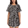 thumbnail image 1 of Wukai Hand Drawn Snake Print Women's Pajama Set - Short-Sleeve Top and Shorts with Elastic Waistband and Pockets for Loungewear, Yoga, and Casual Wear-XX-Large, 1 of 6