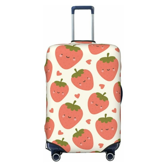 Wukai Hand Drawn Strawberry Elastic Luggage Cover: Personalized Protection for Your Suitcase - Fits 19~29-inch, Washable & Durable Travel Companion-Medium