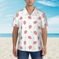 thumbnail image 1 of Wukai Hand Drawn Strawberry Men's Hawaiian Shirt Short Sleeve Casual Button Down Summer Beach Aloha Shirt Tropical Print Holiday Party, 1 of 1