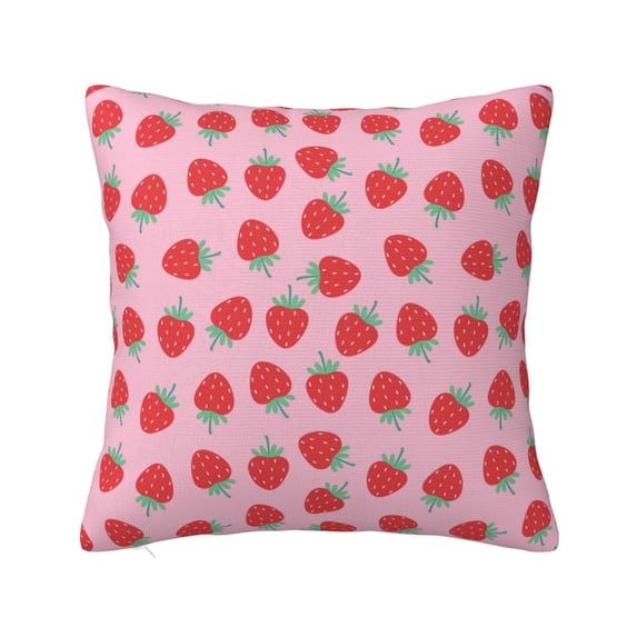 Wukai Hand Drawn Strawberry Premium Polyester Fleece Pillow Covers with Hidden Zipper Closure,Luxuriously Soft and Durable-18"x18"