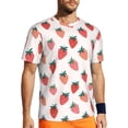 thumbnail image 1 of Wukai Hand Drawn Strawberry Print Men's Short-Sleeved Mesh T-Shirt,Quick-Dry Short Sleeve Workout T-Shirt-Small, 1 of 8