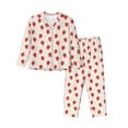thumbnail image 1 of Wukai Hand Drawn Strawberry Print Women's Pajama Set - Soft Long Sleeve Sleepwear for Comfort and Style-Small, 1 of 9