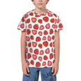 thumbnail image 1 of Wukai Hand Drawn Strawberry Youth Unisex Short Sleeve T-Shirt for Boys, Girls, Teens, and Kids-Large, 1 of 7