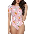 thumbnail image 1 of Naloa Rabbit And Carrot Women's Short-Sleeved Onesie, One-Piece Swimsuit for Parties, dates, clubs - Large, 1 of 9