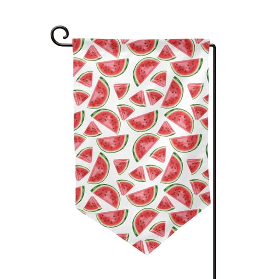 Wukai Hand Drawn Watermelon Print Garden Flag 12.5x18 Inch Double Sided Sun-resistant Rain-resistant, Wrinkle-resistant Colorfast(Only Flag)