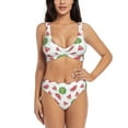 thumbnail image 1 of Wukai Hand Drawn Watermelon Women's Bikini Set Two Piece,wimsuit High Waisted V Neck Twist Front Adjustable Spaghetti Straps Bathing Suit-, 1 of 7