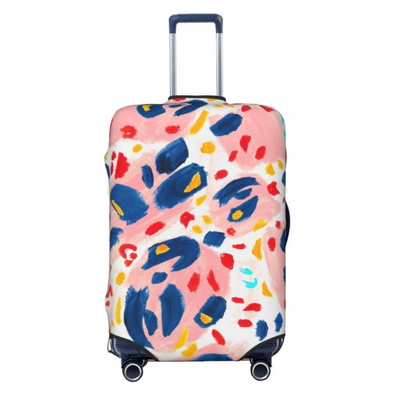 Wukai Hand Painted Abstract Leopard Print Elastic Luggage Cover: Personalized Protection for Your Suitcase - Fits 19~29-inch, Washable & Durable Travel Companion-X-Large
