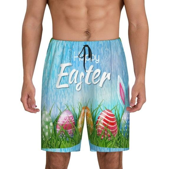 Wukai Happy Easter Men’s Short Pajama Pants With Pockets Soft Sleep Pj Shorts for Men-