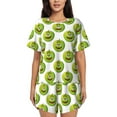 thumbnail image 1 of Wukai Happy Fruit Print Women's Pajama Set - Short-Sleeve Top and Shorts with Elastic Waistband and Pockets for Loungewear, Yoga, and Casual Wear-Small, 1 of 6