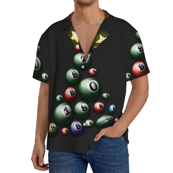 Wukai Happy New Year1 Men's Casual Short-Sleeve Button Down Shirt,Cuban Shirts for Men,Mens Short Sleeve Dress Shirts-Medium