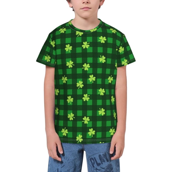 Wukai Happy St. Patrick's Day5 Youth Unisex Short Sleeve T-Shirt for Boys, Girls, Teens, and Kids-X-Small