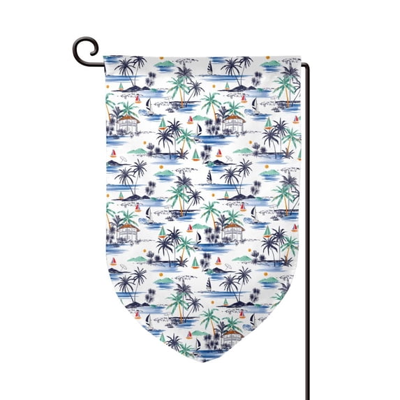 Wukai Hawaii Palms Print Garden Flag 12.5x18 Inch Double Sided Sun-resistant Rain-resistant, Wrinkle-resistant Colorfast(Only Flag)