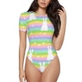 thumbnail image 1 of Naloa Rainbow Rabbit Women's Short-Sleeved Onesie, One-Piece Swimsuit for Parties, dates, clubs - X-Large, 1 of 9