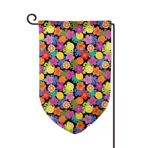 Wukai Hawaiian Style Print Garden Flag 12.5x18 Inch Double Sided Sun-resistant Rain-resistant, Wrinkle-resistant Colorfast(Only Flag)