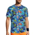 thumbnail image 1 of Wukai Hawaiian Style Print Men's Short-Sleeved Mesh T-Shirt,Quick-Dry Short Sleeve Workout T-Shirt-3X-Large, 1 of 8