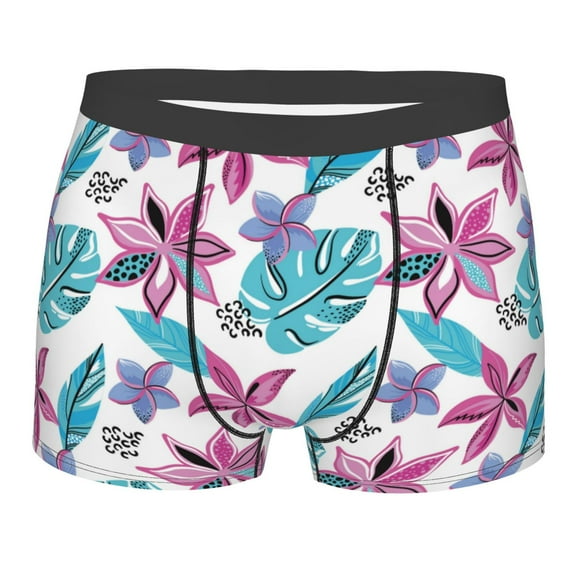 Wukai Hawaiian Style Print Men’s Underwear Breathable Boxer Briefs, Moisture Wicking & Breathable-Small