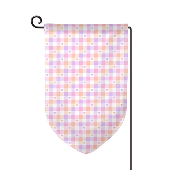 Wukai Heart Buffalo Plaid Print Garden Flag 12.5x18 Inch Double Sided Sun-resistant Rain-resistant, Wrinkle-resistant Colorfast(Only Flag)