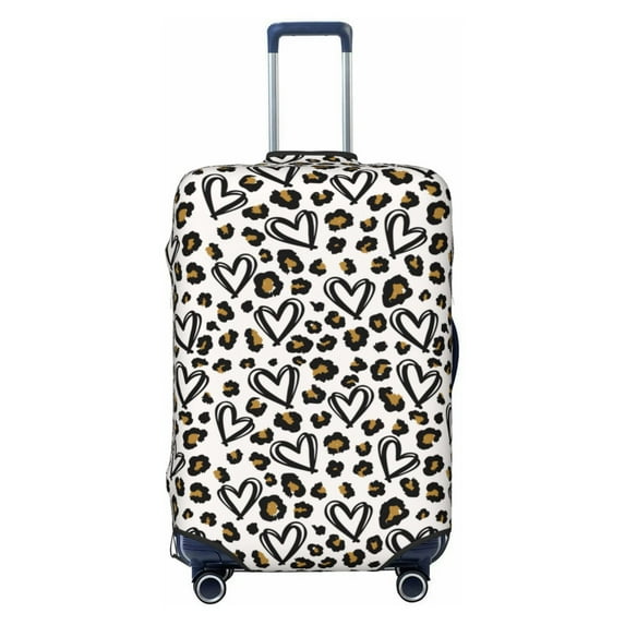 Wukai Heart Leopard Elastic Luggage Cover: Personalized Protection for Your Suitcase - Fits 19~29-inch, Washable & Durable Travel Companion-Medium