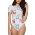 thumbnail image 1 of Naloa Red Squirrel And Blue Rabbit Women's Short-Sleeved Onesie, One-Piece Swimsuit for Parties, dates, clubs - X-Large, 1 of 9