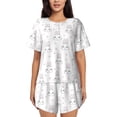 thumbnail image 1 of Wukai Heart Rabbit Print Women's Pajama Set - Short-Sleeve Top and Shorts with Elastic Waistband and Pockets for Loungewear, Yoga, and Casual Wear-Medium, 1 of 8