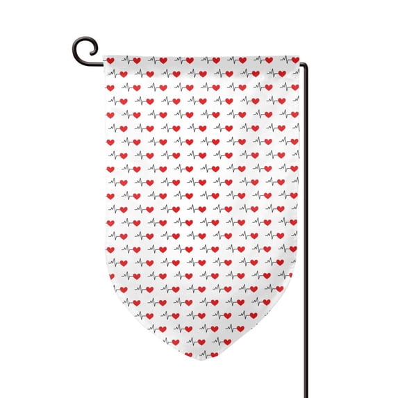 Wukai Heartbeat Symbol Print Garden Flag 12.5x18 Inch Double Sided Sun-resistant Rain-resistant, Wrinkle-resistant Colorfast(Only Flag)